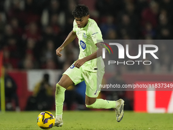 Lamine Yamal right winger of Barcelona and Spain during the La Liga match between RCD Mallorca and FC Barcelona at Estadi de Son Moix on Dec...