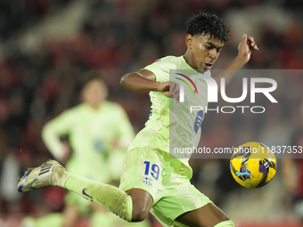 Lamine Yamal right winger of Barcelona and Spain during the La Liga match between RCD Mallorca and FC Barcelona at Estadi de Son Moix on Dec...