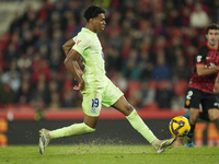 Lamine Yamal right winger of Barcelona and Spain during the La Liga match between RCD Mallorca and FC Barcelona at Estadi de Son Moix on Dec...