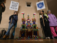 KRAKOW, POLAND - DECEMBER 05:
Contestants present their handcrafted Nativity Scene at Krakow's Main Square during the 82nd Nativity Scene Co...