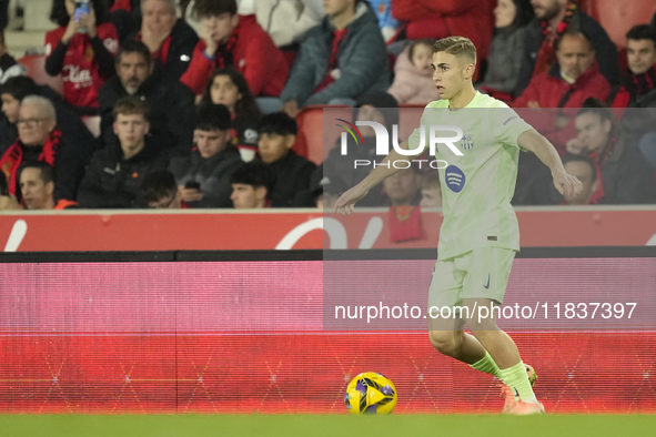 Fermin Lopez central midfield of Barcelona and Spain during the La Liga match between RCD Mallorca and FC Barcelona at Estadi de Son Moix on...