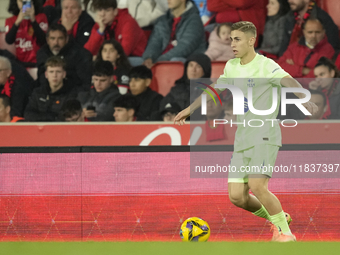 Fermin Lopez central midfield of Barcelona and Spain during the La Liga match between RCD Mallorca and FC Barcelona at Estadi de Son Moix on...