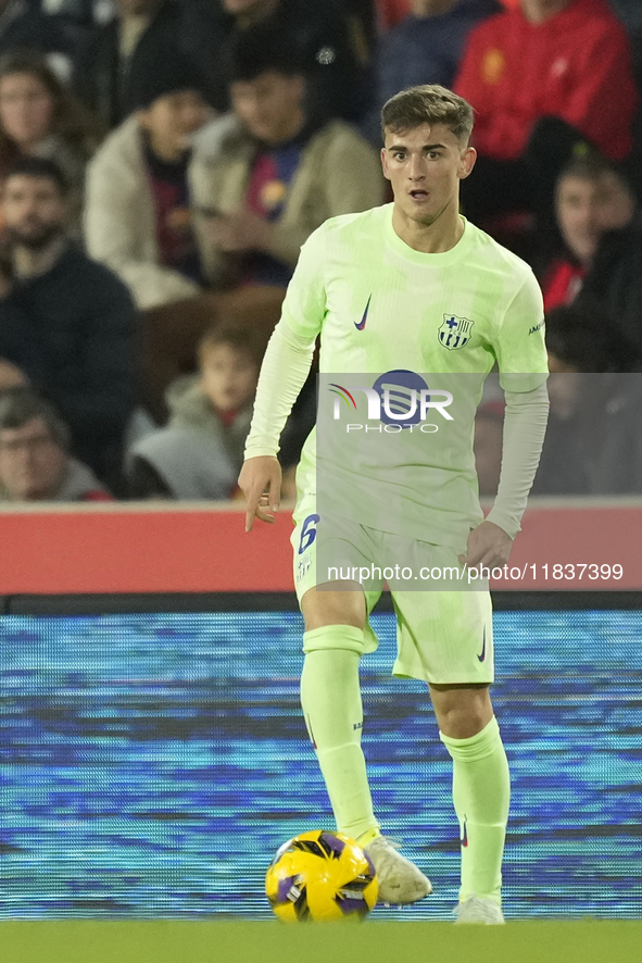 Gavi central midfield of Barcelona and Spain during the La Liga match between RCD Mallorca and FC Barcelona at Estadi de Son Moix on Decembe...