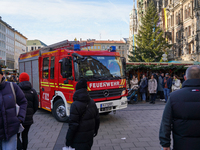 A fire engine is at the Christmas market on Marienplatz in Munich, Germany, on December 5, 2024. (