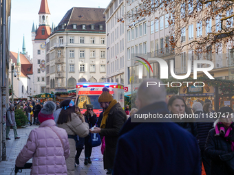 An ambulance provides rescue service at the Christmas market on Marienplatz in Munich, Germany, on December 5, 2024. (