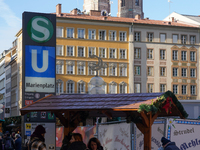 People are at the Christmas market on Marienplatz in Munich, Germany, on December 5, 2024. (