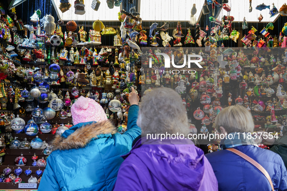 People are at the Christmas market on Marienplatz in Munich, Germany, on December 5, 2024. 