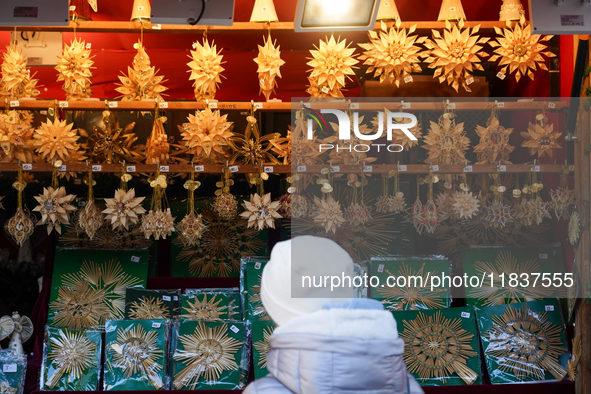 Christmas items are for sale at the Christmas market on Marienplatz in Munich, Germany, on December 5, 2024 