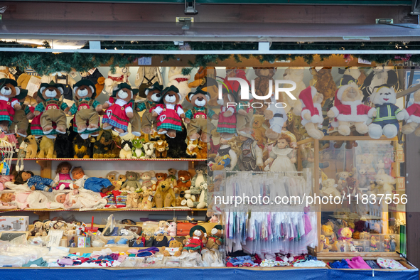 Christmas items are for sale at the Christmas market on Marienplatz in Munich, Germany, on December 5, 2024 