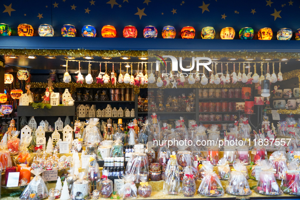 Christmas items are for sale at the Christmas market on Marienplatz in Munich, Germany, on December 5, 2024 