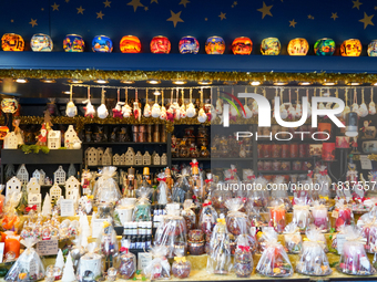 Christmas items are for sale at the Christmas market on Marienplatz in Munich, Germany, on December 5, 2024 (