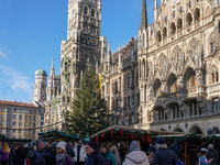 People are at the Christmas market on Marienplatz in Munich, Germany, on December 5, 2024. (