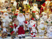 A sales stand with Santa Claus figures is at the Christmas market on Marienplatz in Munich, Germany, on December 5, 2024. (