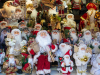 A sales stand with Santa Claus figures is at the Christmas market on Marienplatz in Munich, Germany, on December 5, 2024. (