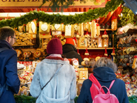 People are at the Christmas market on Marienplatz in Munich, Germany, on December 5, 2024. (