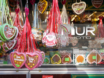 Christmas items are for sale at the Christmas market on Marienplatz in Munich, Germany, on December 5, 2024 (