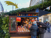 People are at the Christmas market on Marienplatz in Munich, Germany, on December 5, 2024. (