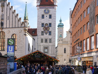 People are at the Christmas market on Marienplatz in Munich, Germany, on December 5, 2024. (