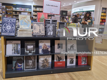 A glimpse inside an Italian bookstore in Bari, Italy, on December 2, 2024, shows a place where the passion for books and culture meets. Shel...