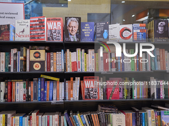 A glimpse inside an Italian bookstore in Bari, Italy, on December 2, 2024, shows a place where the passion for books and culture meets. Shel...