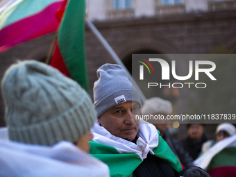 A protest takes place in front of the Council of Ministers of the Republic of Bulgaria in Sofia, Bulgaria, on December 5, 2024, against a ne...