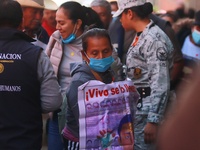 Relatives of the 43 students from the Normal Rural School of Ayotzinapa, victims of forced disappearance in 2014, attend a meeting with the...