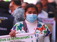 Relatives of the 43 students from the Normal Rural School of Ayotzinapa, victims of forced disappearance in 2014, attend a meeting with the...