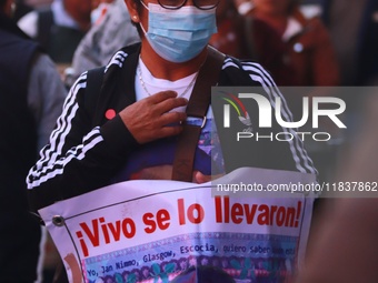 Relatives of the 43 students from the Normal Rural School of Ayotzinapa, victims of forced disappearance in 2014, attend a meeting with the...