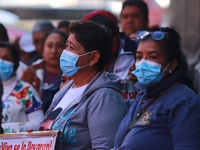 Relatives of the 43 students from the Normal Rural School of Ayotzinapa, victims of forced disappearance in 2014, attend a meeting with the...