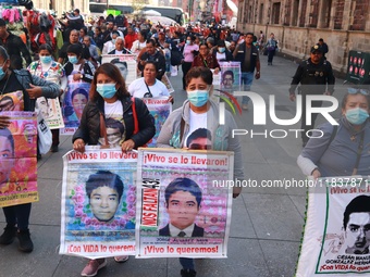 Relatives of the 43 students from the Normal Rural School of Ayotzinapa, victims of forced disappearance in 2014, attend a meeting with the...