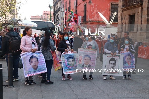 Relatives of the 43 students from the Normal Rural School of Ayotzinapa, victims of forced disappearance in 2014, attend a meeting with the...