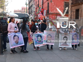 Relatives of the 43 students from the Normal Rural School of Ayotzinapa, victims of forced disappearance in 2014, attend a meeting with the...