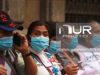 Relatives of the 43 students from the Normal Rural School of Ayotzinapa, victims of forced disappearance in 2014, attend a meeting with the...