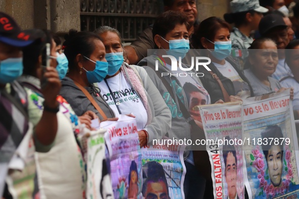 Relatives of the 43 students from the Normal Rural School of Ayotzinapa, victims of forced disappearance in 2014, attend a meeting with the...