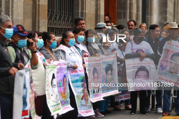 Relatives of the 43 students from the Normal Rural School of Ayotzinapa, victims of forced disappearance in 2014, attend a meeting with the...