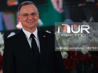 Polish President Andrzej Duda participates in the celebration of Saint Barbara's Day in the Salt Mine in Wieliczka, Poland, on December 2, 2...