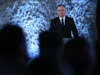 Polish President Andrzej Duda participates in the celebration of Saint Barbara's Day in the Salt Mine in Wieliczka, Poland, on December 2, 2...