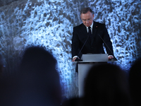 Polish President Andrzej Duda participates in the celebration of Saint Barbara's Day in the Salt Mine in Wieliczka, Poland, on December 2, 2...