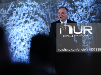 Polish President Andrzej Duda participates in the celebration of Saint Barbara's Day in the Salt Mine in Wieliczka, Poland, on December 2, 2...