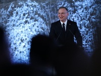 Polish President Andrzej Duda participates in the celebration of Saint Barbara's Day in the Salt Mine in Wieliczka, Poland, on December 2, 2...