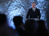 Polish President Andrzej Duda participates in the celebration of Saint Barbara's Day in the Salt Mine in Wieliczka, Poland, on December 2, 2...