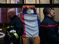 Several hundred firefighters demonstrate during the Lyon Festival of Lights in Lyon, France, on December 5, 2024. They demand the creation o...