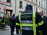 Several hundred firefighters demonstrate during the Lyon Festival of Lights in Lyon, France, on December 5, 2024. They demand the creation o...