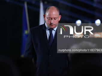 Polish President Andrzej Duda participates in the celebration of Saint Barbara's Day in the Salt Mine in Wieliczka, Poland, on December 2, 2...