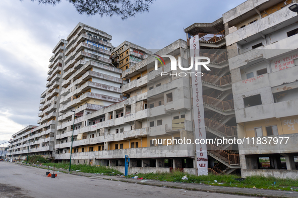 ''This is where it all starts. Ciao bella ciao,'' signs Comitato Vele di Scampia, on december 05, 2024.This is the long banner that stands t...