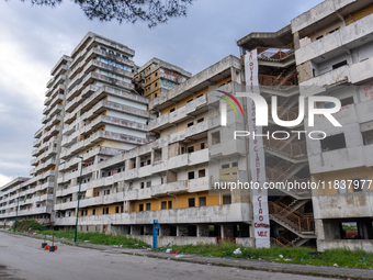 ''This is where it all starts. Ciao bella ciao,'' signs Comitato Vele di Scampia, on december 05, 2024.This is the long banner that stands t...