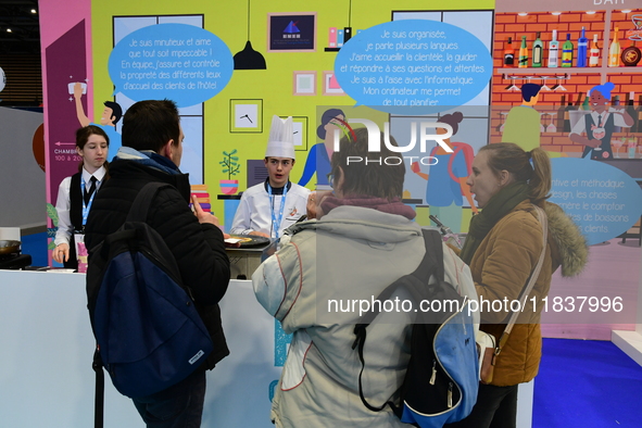 Demonstrations take place at the WorldSkills Competition in Lyon, France, on December 5, 2024. School orientation occurs in the Auvergne Rho...