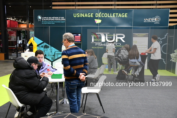 Demonstrations take place at the WorldSkills Competition in Lyon, France, on December 5, 2024. School orientation occurs in the Auvergne Rho...