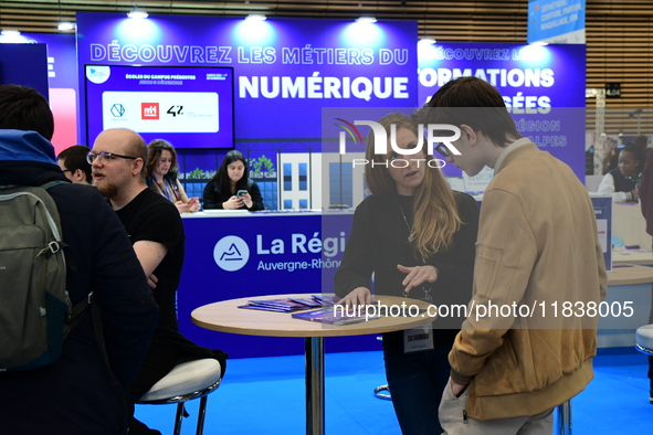 Demonstrations take place at the WorldSkills Competition in Lyon, France, on December 5, 2024. School orientation occurs in the Auvergne Rho...