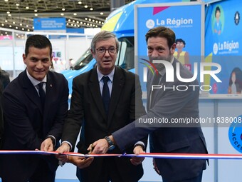 Fabrice Pannekoucke, president of the Auvergne Rhone Alpes region, inaugurates the Lyon WorldSkills Competition in Lyon, France, on December...